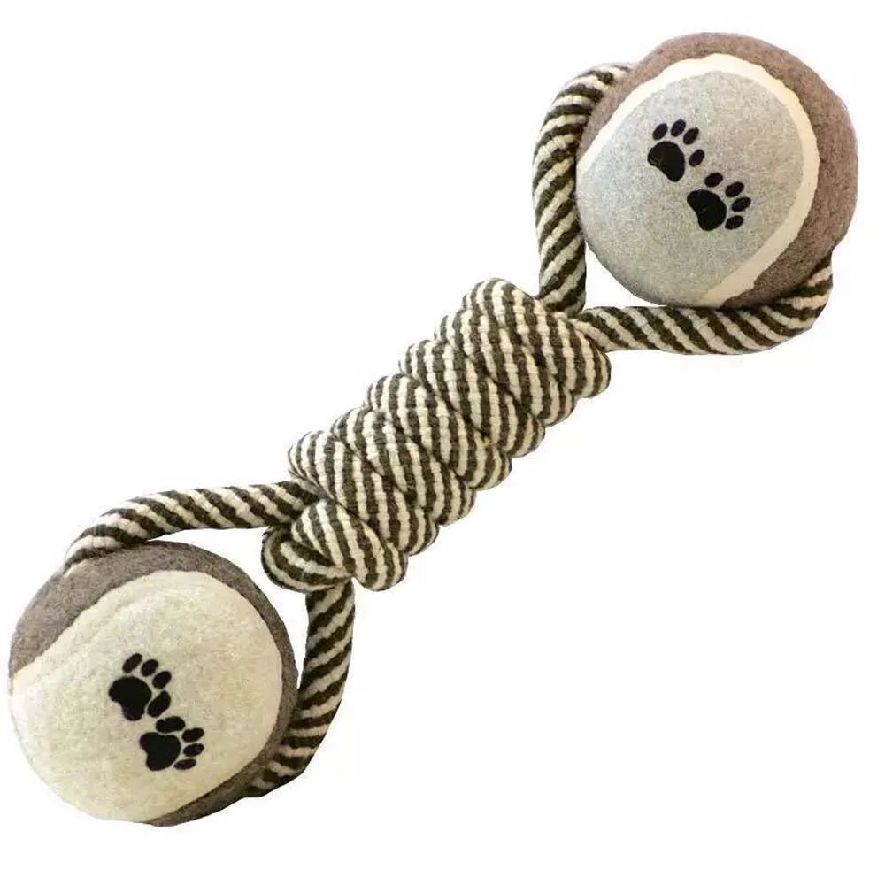 Cotton Rope Tennis Dumbbell – Interactive Dog Chew Toy