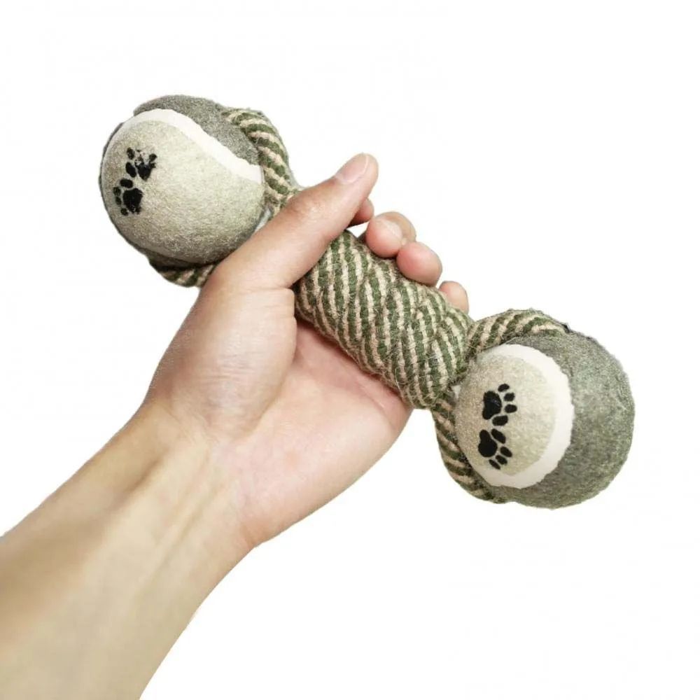 Cotton Rope Tennis Dumbbell – Interactive Dog Chew Toy
